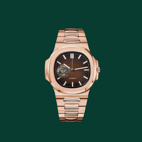 Nautilus Rose Gold & Chocolate Brown Open Heart