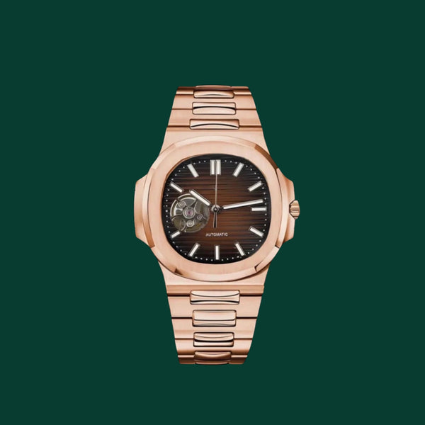 Nautilus Rose Gold & Chocolate Brown Open Heart