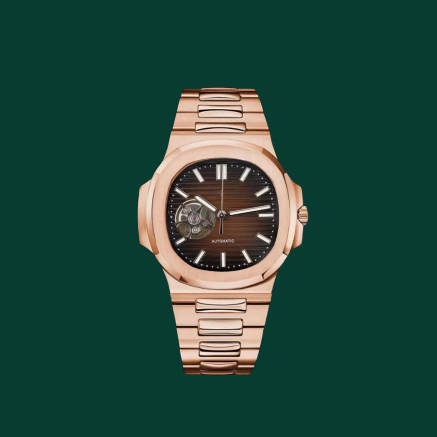Nautilus Rose Gold & Chocolate Brown Open Heart